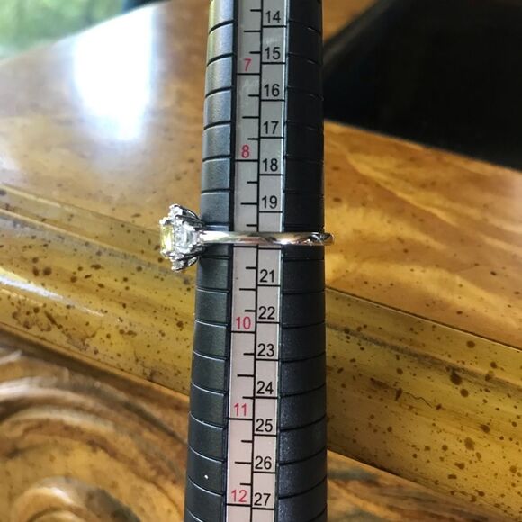 Natural Heliodor Yellow Beryl Sterling Silver Halo Ring Size 9 - Picture 6 of 8